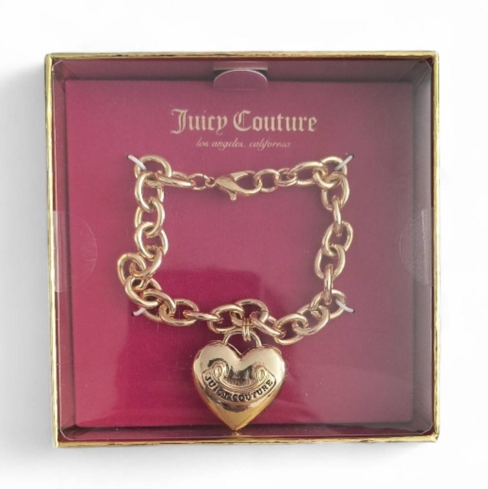 Juicy Couture Heart Charm Chain Gold-toned Bracelet